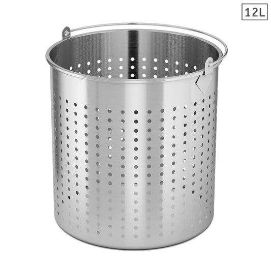 SOGA 12L 18/10 Stainless Steel Perforated Stockpot Basket Pasta Strainer with Handle • LUZ-PastaInsert3901