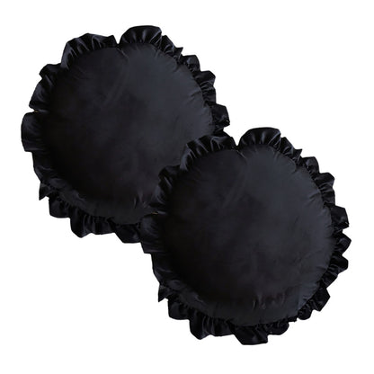 SOGA 2X 45X Butterfly Black Vintage Lotus Leaf Edge Round Throw Pillow • LUZ-FrenchCushion243X2