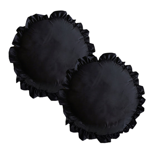 SOGA 2X 45X Butterfly Black Vintage Lotus Leaf Edge Round Throw Pillow • LUZ-FrenchCushion243X2