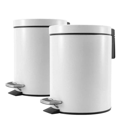 SOGA 2X 12L Foot Pedal Stainless Steel Rubbish Recycling Garbage Waste Trash Bin Round White • LUZ-RubbishBinRound12LWhiteX2