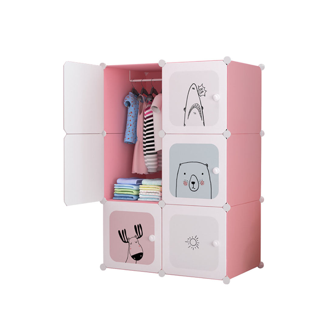 SOGA 6 Cubes Pink Portable Wardrobe Divide-Grid Modular Storage Organiser Foldable Closet • LUZ-Wrobe1772