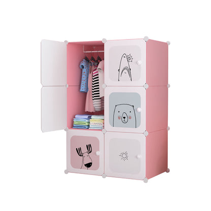SOGA 6 Cubes Pink Portable Wardrobe Divide-Grid Modular Storage Organiser Foldable Closet • LUZ-Wrobe1772