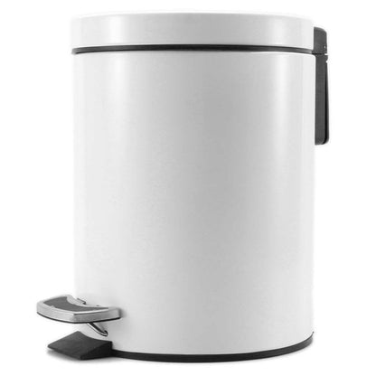 SOGA Foot Pedal Stainless Steel Rubbish Recycling Garbage Waste Trash Bin Round 12L White • LUZ-RubbishBinRound12LWhite