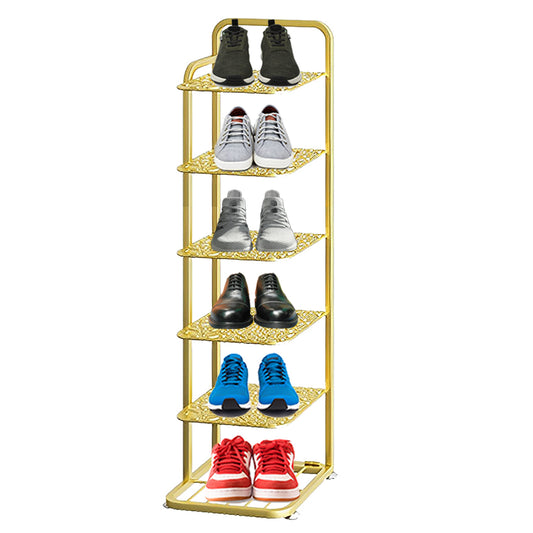 SOGA 6 Tier Gold Plated Metal Shoe Organizer Space Saving Portable Footwear Storage Shelf • LUZ-FPotXJ1221