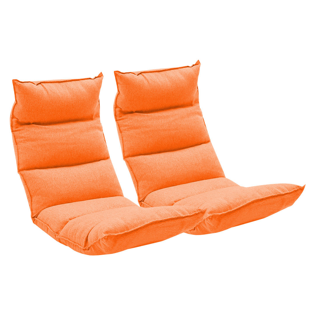 SOGA 2X Foldable Tatami Floor Sofa Bed Meditation Lounge Chair Recliner Lazy Couch Orange • LUZ-LoungeLeatherOrangeX2
