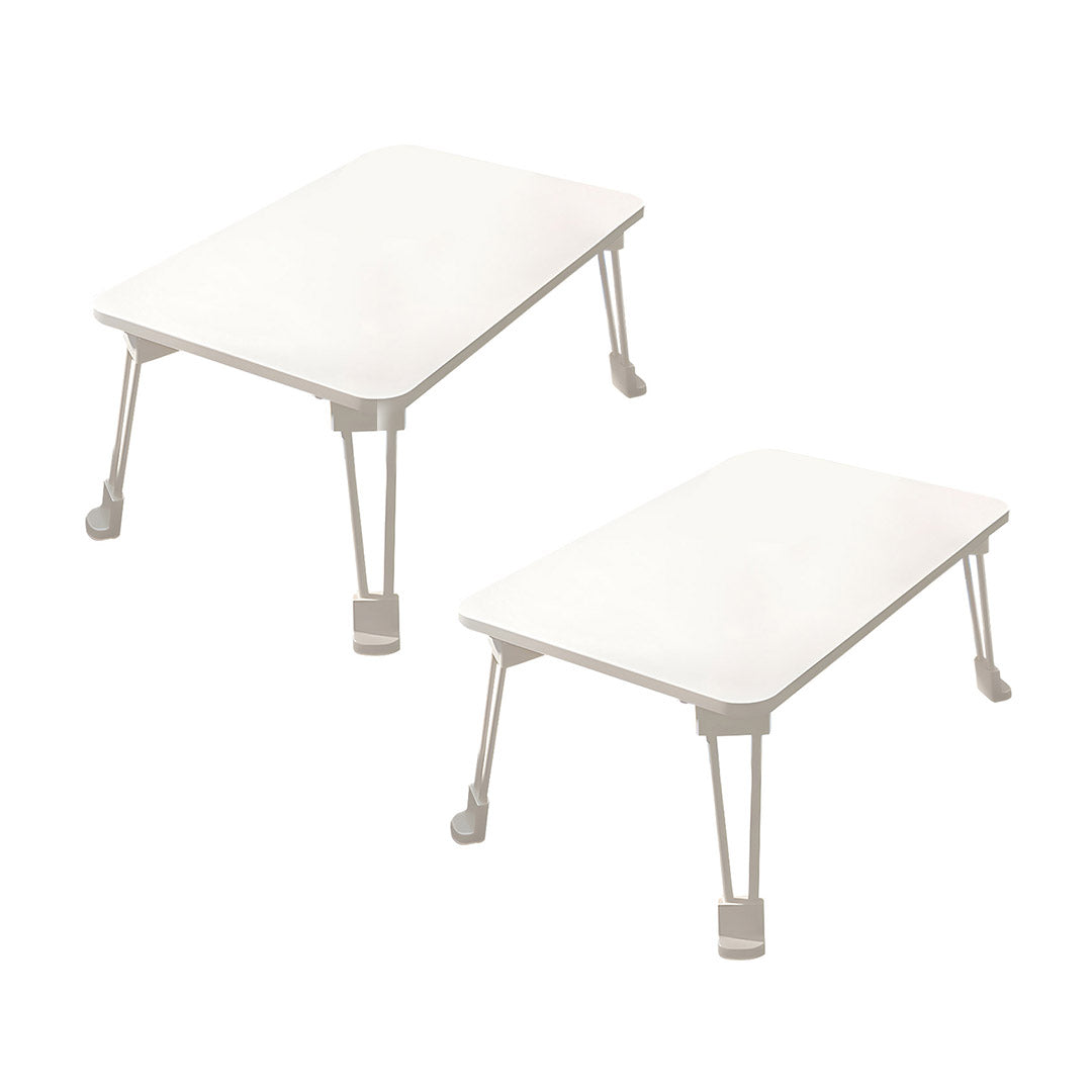 SOGA 2X White Portable Bed Table Adjustable Folding Mini Desk With Cup-Holder Home Decor • LUZ-BedTableM665X2
