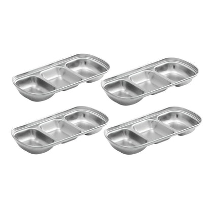 SOGA 20.5cm Silver Sauce Pan with Three Compartments Divided Sauce Dish Kitchen Essential • LUZ-VICPlate47