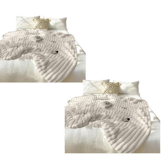 SOGA 2X 150x200cm Throw Blanket Pearl White Premium Milk Velvet Luxuriously Soft Cozy Bedding • LUZ-BlanketFur348X2