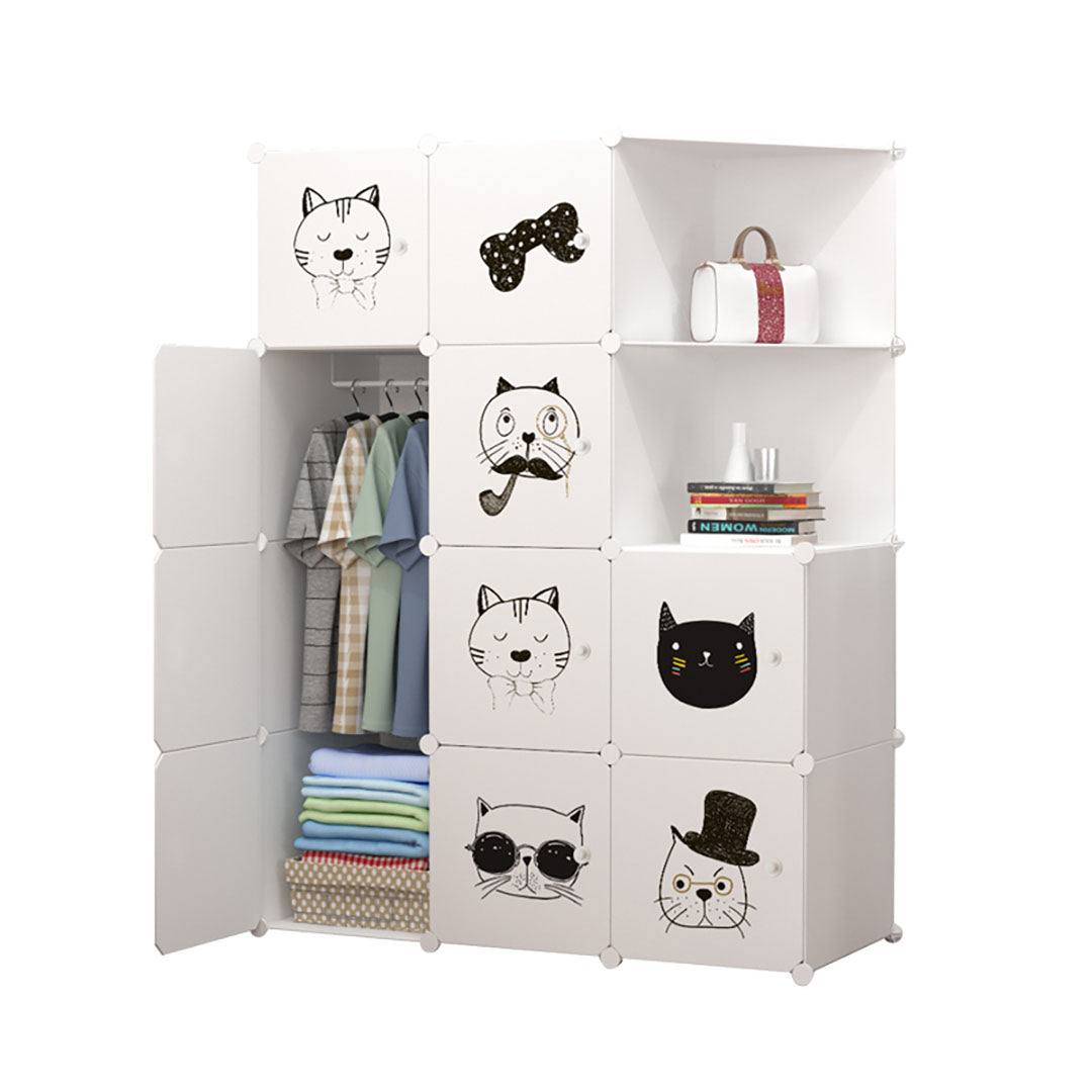 SOGA 10 Cubes White Portable Wardrobe Divide-Grid Modular Storage Organiser Foldable Closet with Doors • LUZ-Wrobe3520