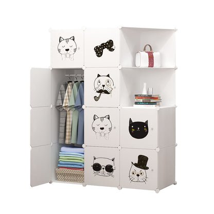 SOGA 10 Cubes White Portable Wardrobe Divide-Grid Modular Storage Organiser Foldable Closet with Doors • LUZ-Wrobe3520