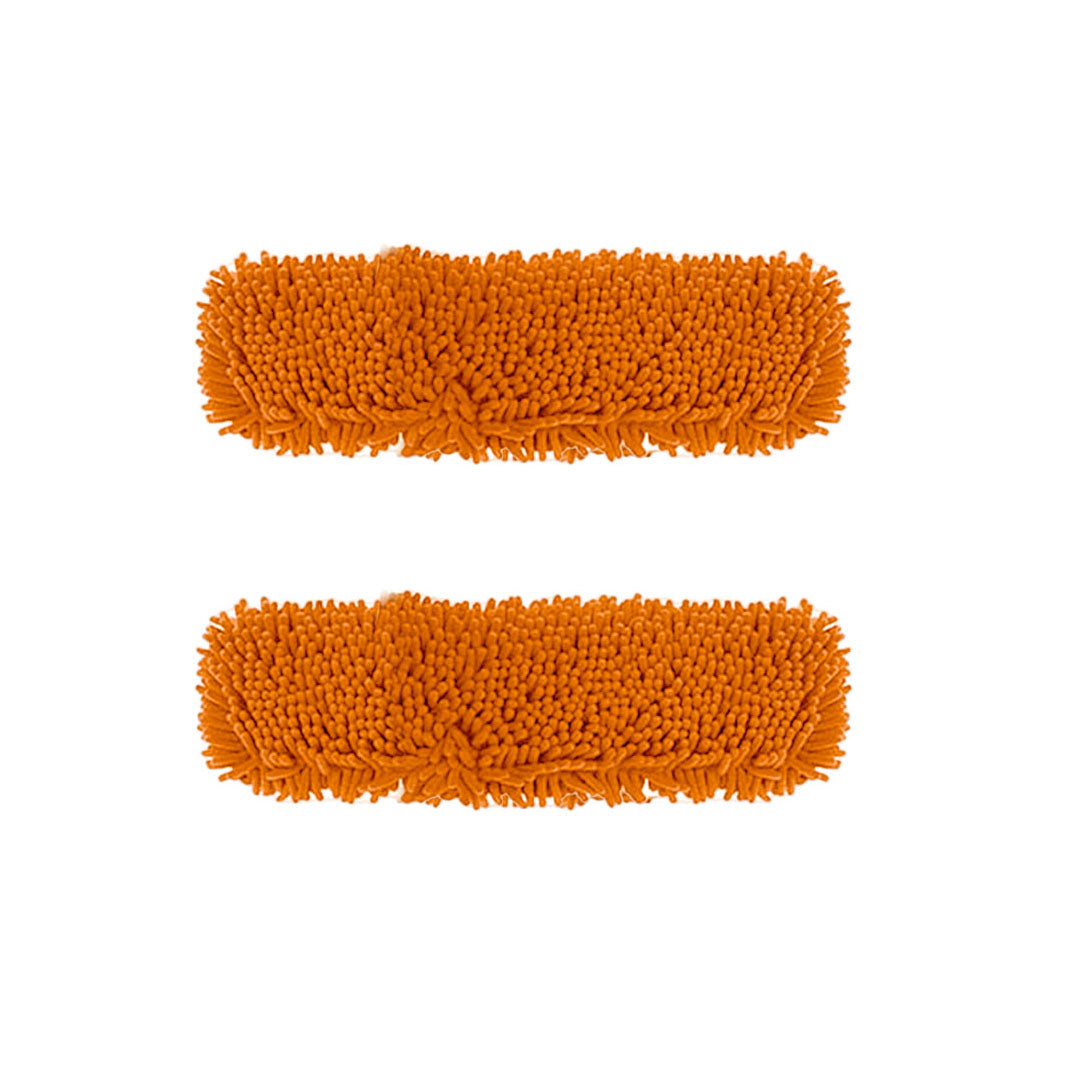 SOGA 2X 50x12 Orange Microfiber Flat Mop Floor Cleaning Pads Rotating Dust Remover • LUZ-MopHead50cmX2