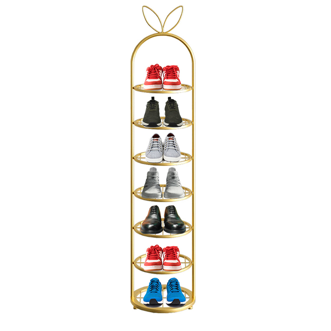 SOGA 7 Tier Bunny Ears Shape Gold Plated Metal Shoe Organizer Space Saving Portable Footwear Storage Shelf • LUZ-FPotXJ0991