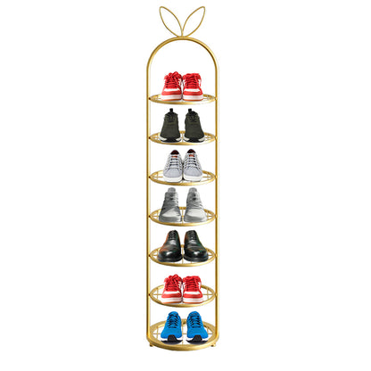 SOGA 7 Tier Bunny Ears Shape Gold Plated Metal Shoe Organizer Space Saving Portable Footwear Storage Shelf • LUZ-FPotXJ0991
