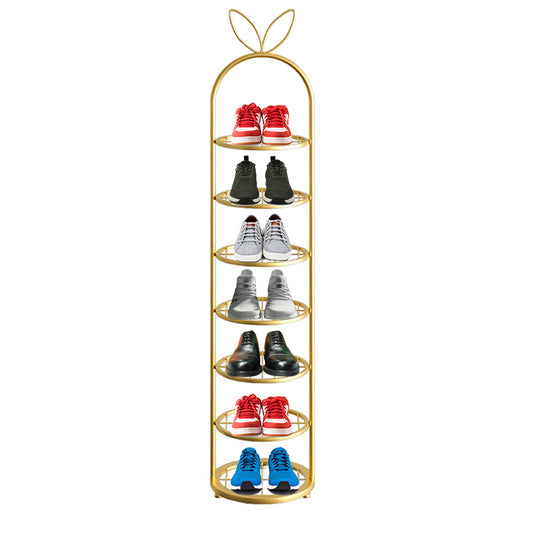 SOGA 7 Tier Bunny Ears Shape Gold Plated Metal Shoe Organizer Space Saving Portable Footwear Storage Shelf • LUZ-FPotXJ0991