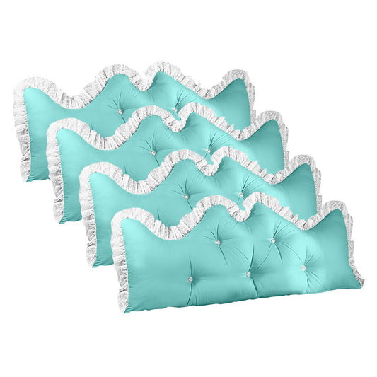 SOGA 4X 180cm Light Blue Princess Bed Pillow Headboard Backrest Bedside Tatami Sofa Cushion with Ruffle Lace Home Decor • LUZ-PillowSlk180LightBlueX4
