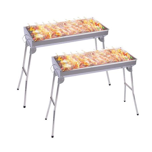 SOGA 2X Skewers Grill Portable Stainless Steel Charcoal BBQ Outdoor 6-8 Persons • LUZ-SkewerCharcoalGrillX2