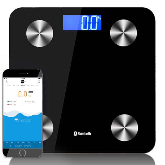 SOGA Wireless Bluetooth Digital Body Fat Scale Bathroom Health Analyser Weight Black • LUZ-BodyFatScaleBluetoothBlack