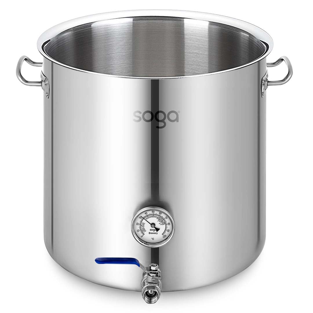 SOGA Stainless Steel 33L No Lid Brewery Pot With Beer Valve 35*35cm • LUZ-BreweryPotSS2787-JPOT