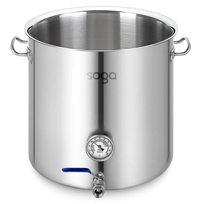 SOGA Stainless Steel 33L No Lid Brewery Pot With Beer Valve 35*35cm • LUZ-BreweryPotSS2787-JPOT