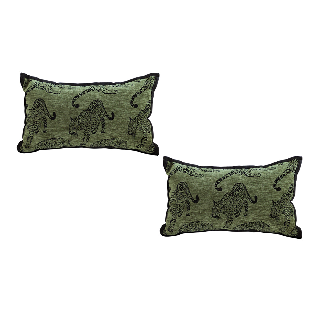 SOGA 2X 30cm Throw Pillow Green Leopard Lumbar Decorative Cushion for Living Room Home Decor • LUZ-FrenchCushion298X2