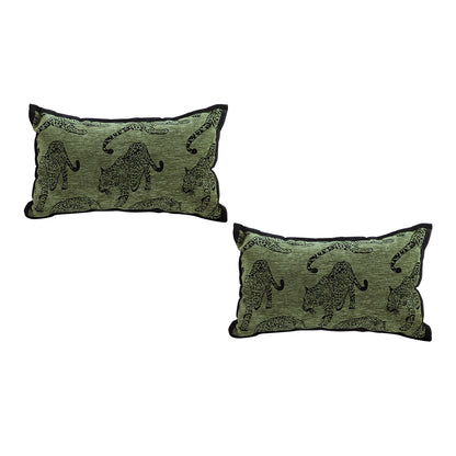 SOGA 2X 30cm Throw Pillow Green Leopard Lumbar Decorative Cushion for Living Room Home Decor • LUZ-FrenchCushion298X2