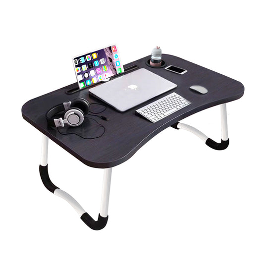 SOGA Black Portable Bed Table Adjustable Foldable Bed Sofa Study Table Laptop Mini Desk with Notebook Stand Cup Slot Home Decor • LUZ-BedTableH301