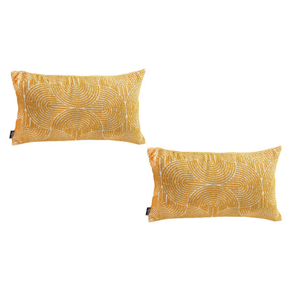 SOGA 2X 35cm Mustard Yellow Throw Pillow Geometric Indoor and Outdoor Corded for Home Decor • LUZ-FrenchCushion322X2