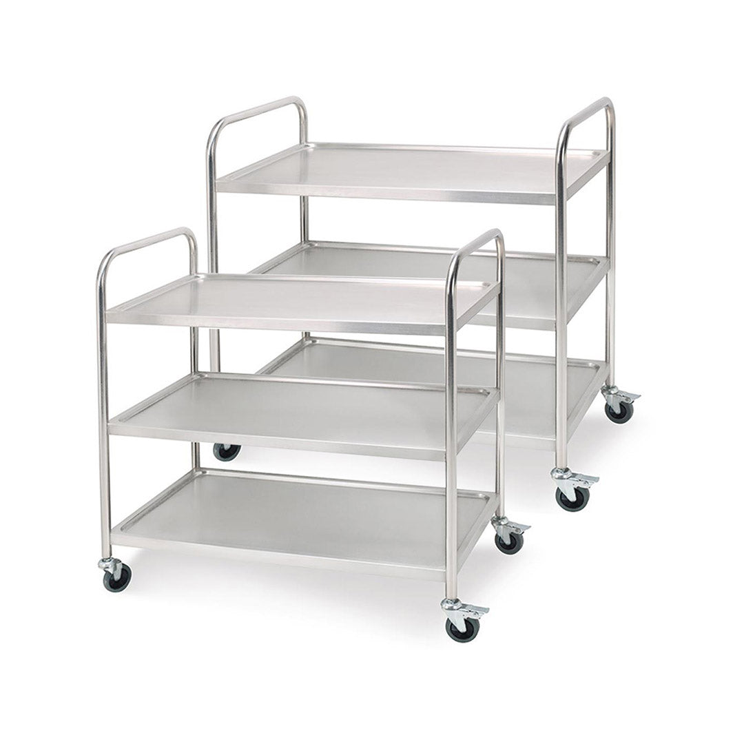 SOGA 2X 3 Tier 81x46x85cm Stainless Steel Kitchen Dinning Food Cart Trolley Utility Round Small • LUZ-FoodCart1102X2