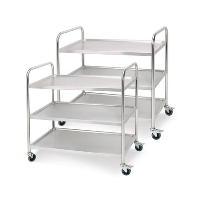 SOGA 2X 3 Tier 81x46x85cm Stainless Steel Kitchen Dinning Food Cart Trolley Utility Round Small • LUZ-FoodCart1102X2