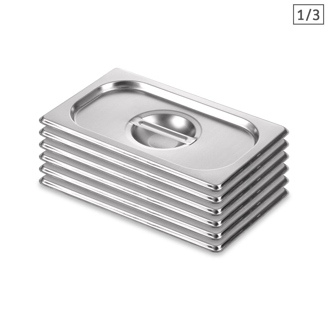 SOGA 6X Gastronorm GN Pan Lid Full Size 1/3 Stainless Steel Tray Top Cover • LUZ-GP5503-JLID3F-X6