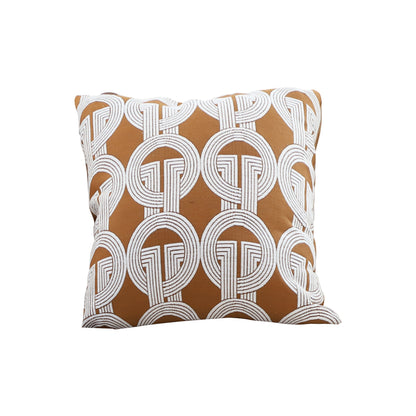 SOGA 45cm Brown Circular Chain Jacquard Square Pillow Decorative Cushion for Living Room • LUZ-FrenchCushion287