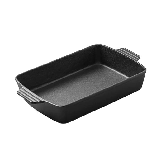 SOGA 38cm Cast Iron Rectangle Bread Cake Baking Dish Lasagna Roasting Pan • LUZ-ZPai031B