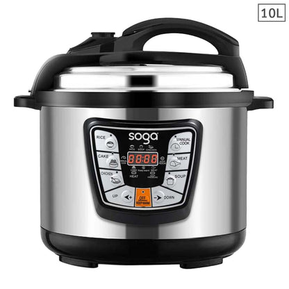 SOGA Stainless Steel Electric Pressure Cooker 10L Nonstick 1600W • LUZ-ElectricPressureCooker10L