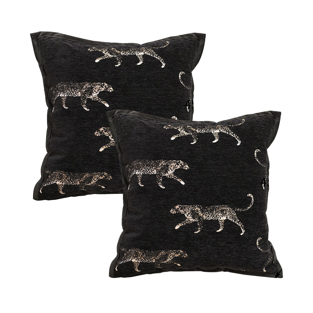 SOGA 2X 45cm Light Luxury Vintage Leopard Print Square Black Throw Pillow • LUZ-FrenchCushion253X2