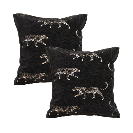 SOGA 2X 45cm Light Luxury Vintage Leopard Print Square Black Throw Pillow • LUZ-FrenchCushion253X2