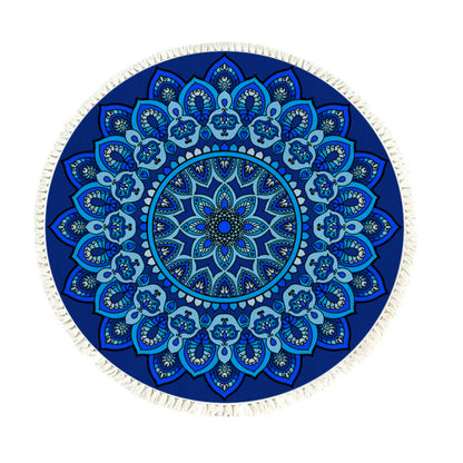 SOGA 90cm Blue Mandala Round Carpet for Living Room Bedroom Anti-slip Doormat, Home Decor • LUZ-CarpetRAG1