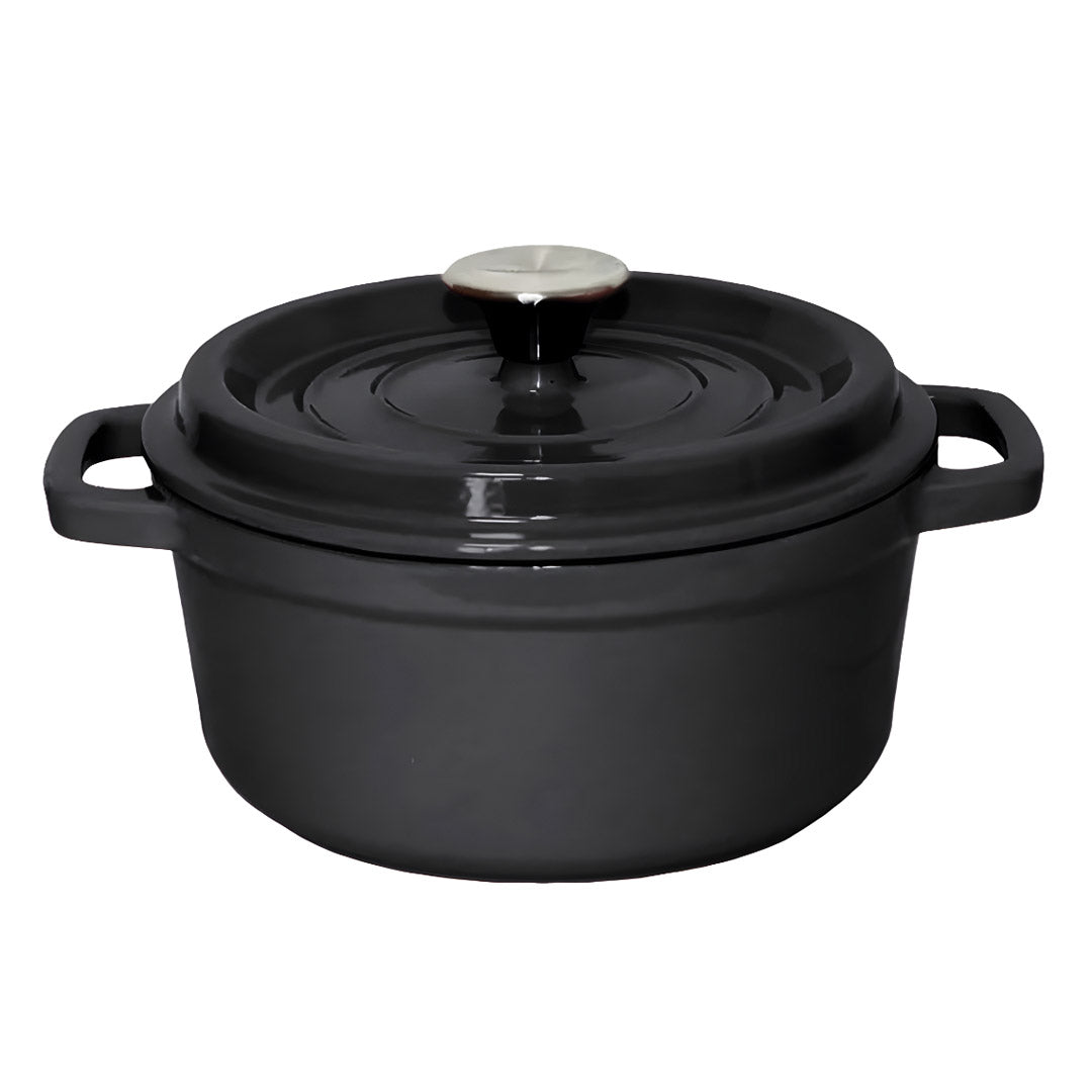 SOGA Cast Iron 24cm Stewpot Casserole Stew Cooking Pot With Lid 3.6L Black • LUZ-Stewpot24cmBlack