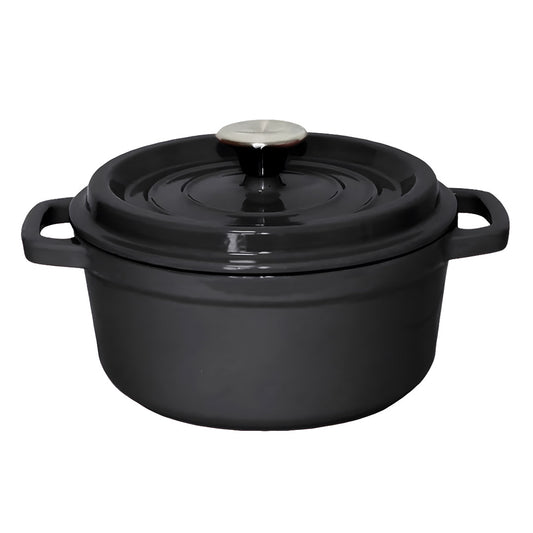 SOGA Cast Iron 24cm Stewpot Casserole Stew Cooking Pot With Lid 3.6L Black • LUZ-Stewpot24cmBlack