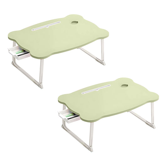 SOGA 2X  Green Portable Bed Table Adjustable Folding Mini Desk With Mini Drawer and Cup-Holder Home Decor • LUZ-BedTableM668X2