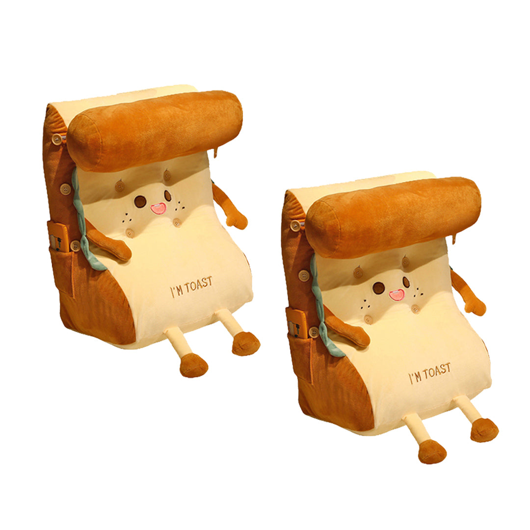 SOGA 2X Cute Face Toast Bread Wedge Cushion Stuffed Plush Cartoon Back Support Pillow Home Decor • LUZ-SCushion024X2