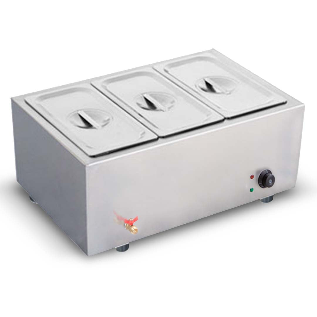 SOGA Stainless Steel 3 X 1/2 GN Pan Electric Bain-Marie Food Warmer with Lid • LUZ-FoodWarmer741