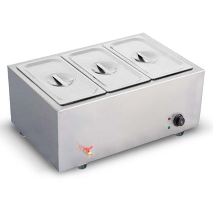 SOGA Stainless Steel 3 X 1/2 GN Pan Electric Bain-Marie Food Warmer with Lid • LUZ-FoodWarmer741