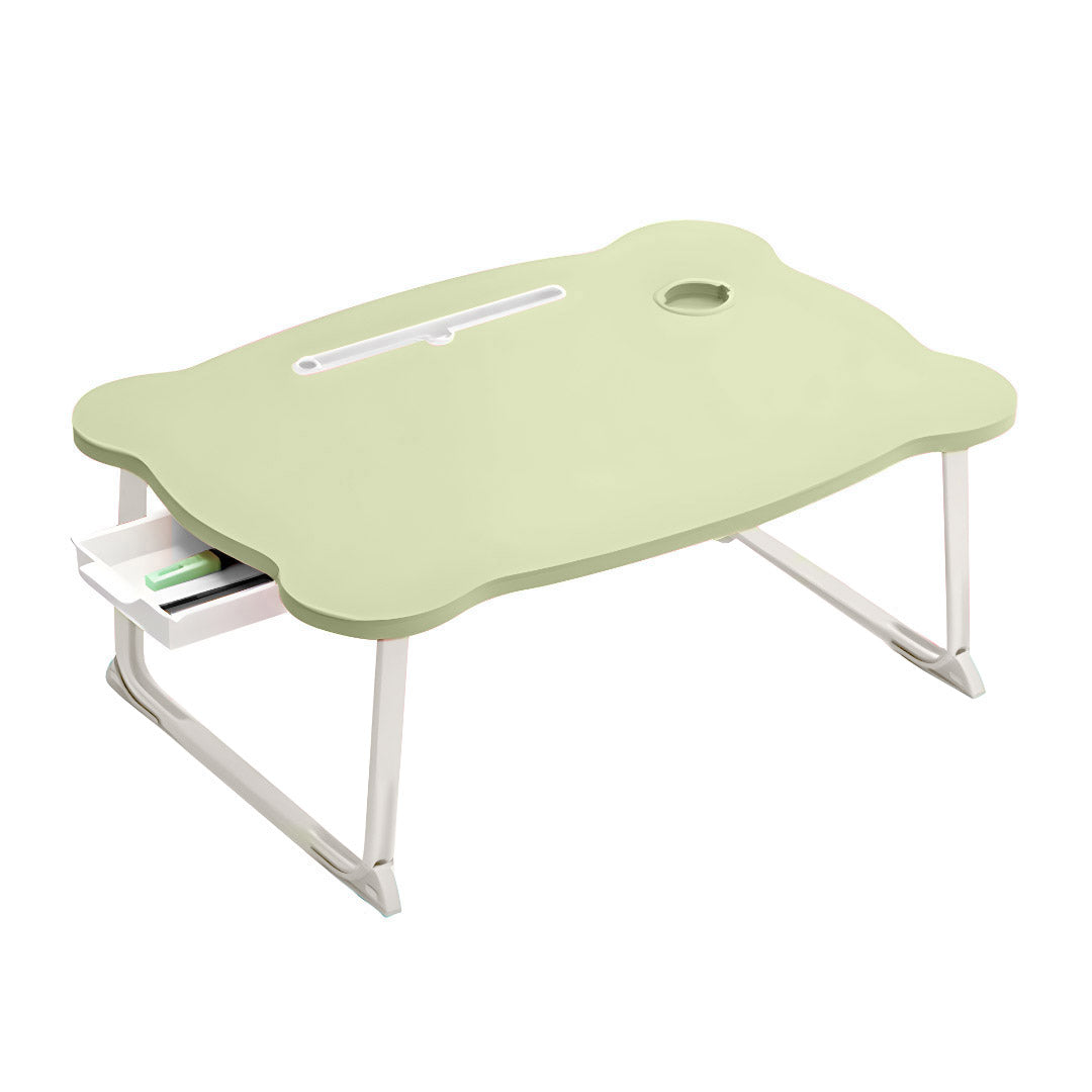 SOGA Green Portable Bed Table Adjustable Folding Mini Desk With Mini Drawer and Cup-Holder Home Decor • LUZ-BedTableM668