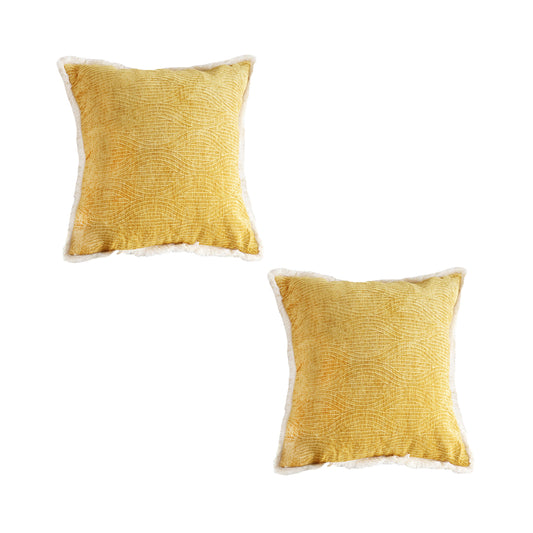SOGA 2X 50cm Throw Pillow Turmeric Yellow Aesthetic Chenille Texture for Home Decor • LUZ-FrenchCushion313X2