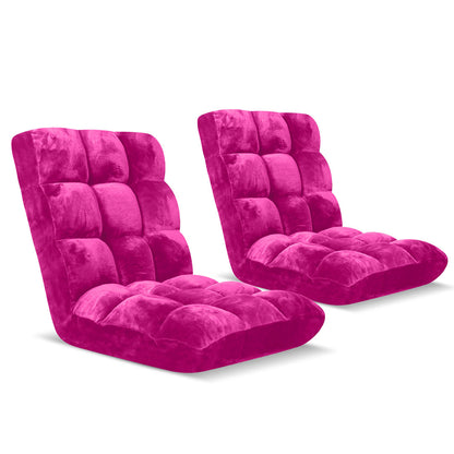 SOGA 2X Floor Recliner Folding Lounge Sofa Futon Couch Folding Chair Cushion Pink • LUZ-LoungeChairPinkX2