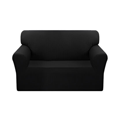 SOGA 2-Seater Black Sofa Cover Couch Protector High Stretch Lounge Slipcover Home Decor • LUZ-SofaCov202