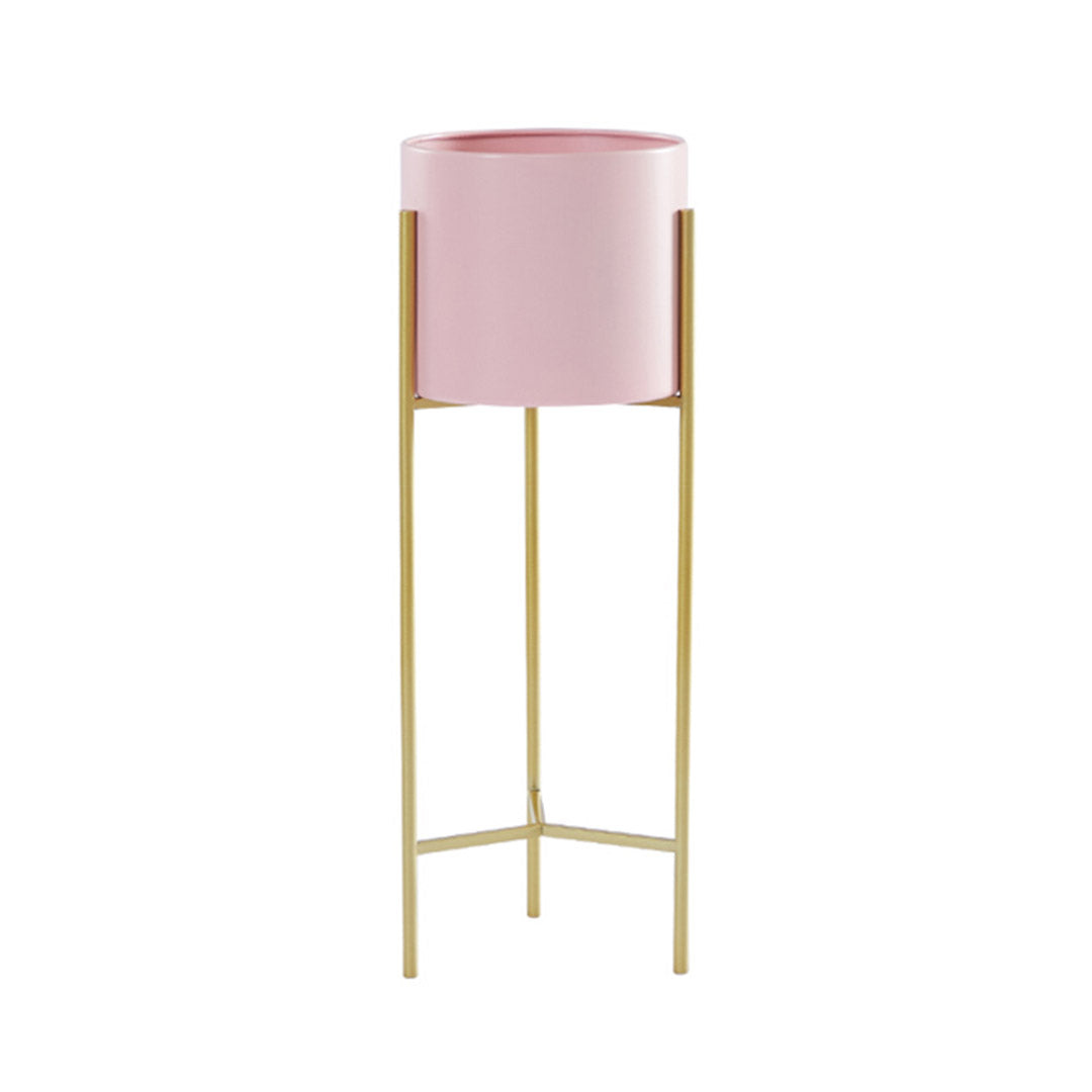 SOGA 2 Layer 42cm Gold Metal Plant Stand with Pink Flower Pot Holder Corner Shelving Rack Indoor Display • LUZ-FPotH45PNK
