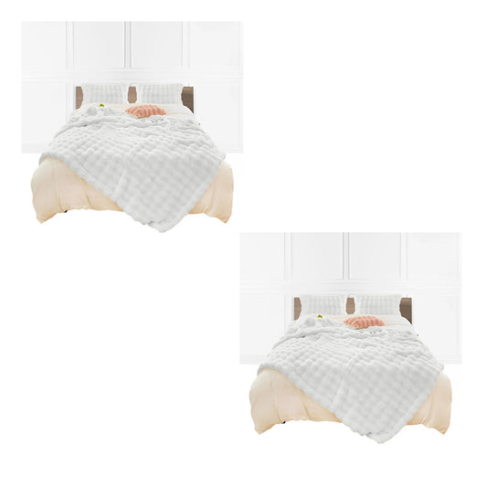 SOGA 2X 160X200cm Throw Blanket  White Double Layer Rabbit Fur Cozy Comfort with Stylish Decor • LUZ-BlanketFur342X2