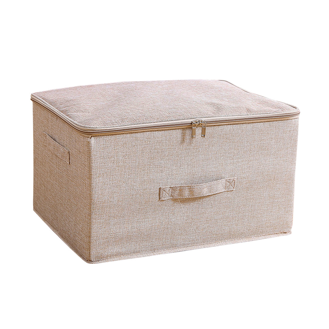SOGA Beige Large Portable Double Zipper Storage Box Moisture Proof Clothes Basket Foldable Home Organiser • LUZ-SBox024