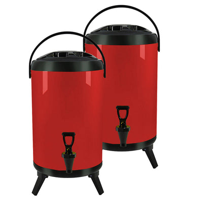 SOGA 2X 14L Stainless Steel Insulated Milk Tea Barrel Hot and Cold Beverage Dispenser Container with Faucet Red • LUZ-VICDispenser14LREDX2